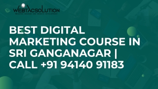 Best Digital marketing course in Sri ganganagar  Call  91 94140 91183