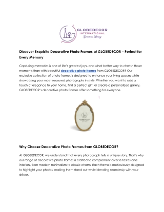 Beautiful Decorative Photo Frames by GLOBEDECOR