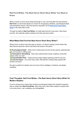 Rad Ford Writes_ The Best Horror Short Story Writer You Need to Know