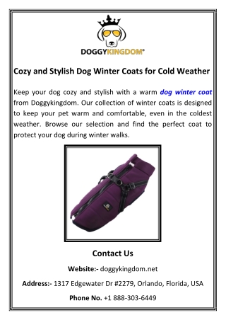 Cozy and Stylish Dog Winter Coats for Cold Weather