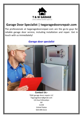 Garage Door Specialist  twgaragedoorsrepair.com