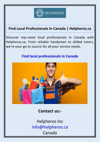 Find Local Professionals In Canada Helpheros.ca
