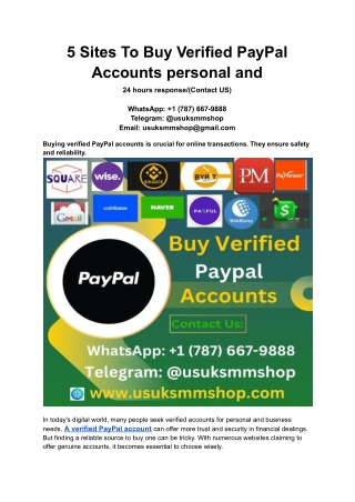 5 Sites To Buy Verified PayPal Accounts personal and