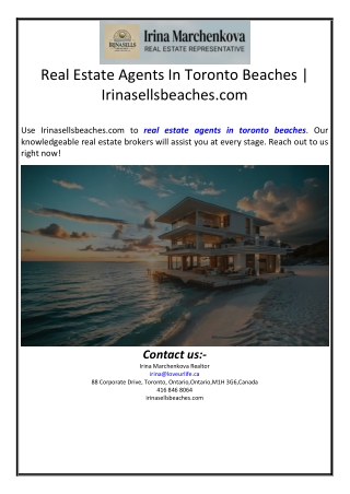 Real Estate Agents In Toronto Beaches | Irinasellsbeaches.com