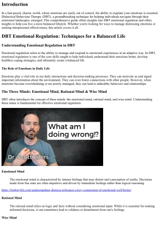 DBT Emotional Regulating Techniques: Techniques for a balanced life