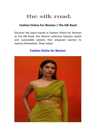 Fashion Online For Women  The Silk Road