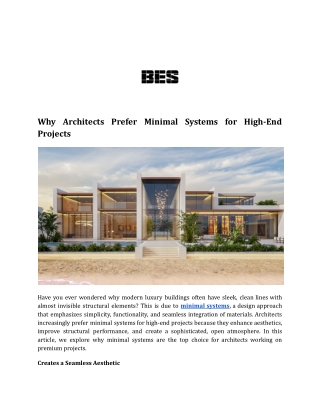 Why Architects Prefer Minimal Systems for High-End Projects