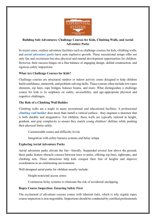 Ropes Course Inspection | Experientialsystems.com