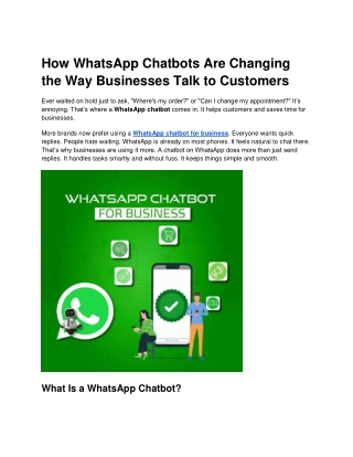 How WhatsApp Chatbots Are Changing the Way Businesses Talk to Customers