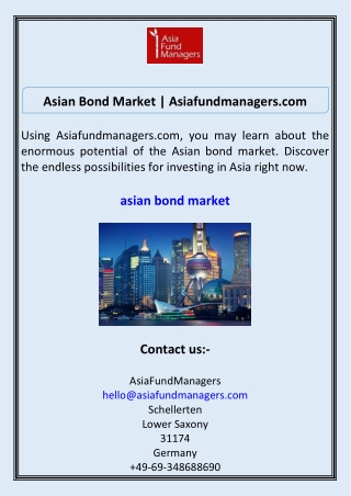 Asian Bond Market Asiafundmanagers.com