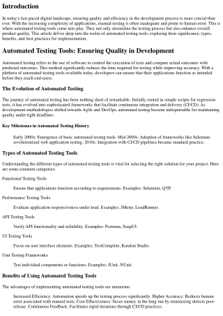 Automated Testing Tools: Ensuring Quality in Development