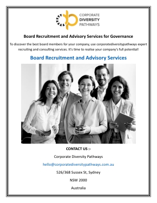 Board Recruitment and Advisory Services for Governance