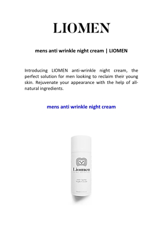 mens anti wrinkle night cream LIOMEN