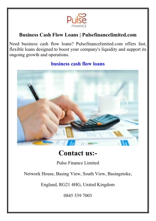 Business Cash Flow Loans  Pulsefinancelimited.com