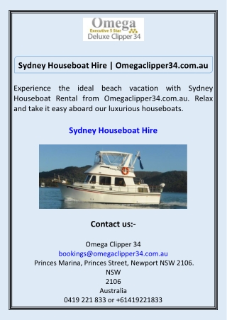 Sydney Houseboat Hire Omegaclipper34.com.au