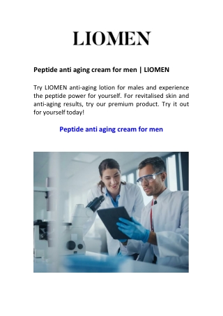 Peptide anti aging cream for men LIOMEN