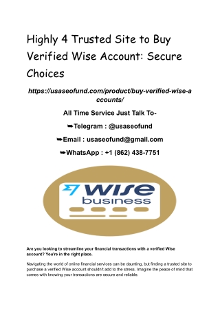 Highly 4 Trusted Site to Buy Verified Wise Account_ Secure Choices