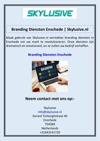 Branding Diensten Enschede Skylusive.nl