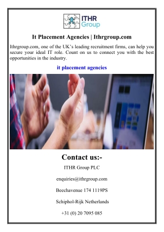It Placement Agencies Ithrgroup.com