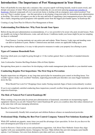 “Creating a Long-Term Plan for Effective Pest Management at Home”