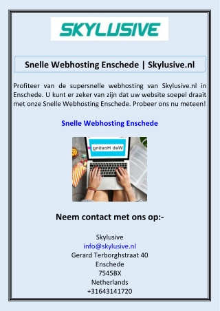 Snelle Webhosting Enschede Skylusive.nl