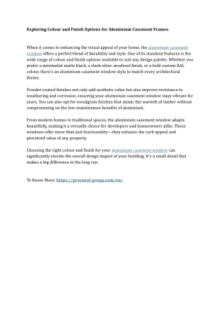 Exploring Colour and Finish Options for Aluminium Casement Frames