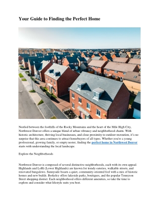 Your Guide to Finding the Perfect Home