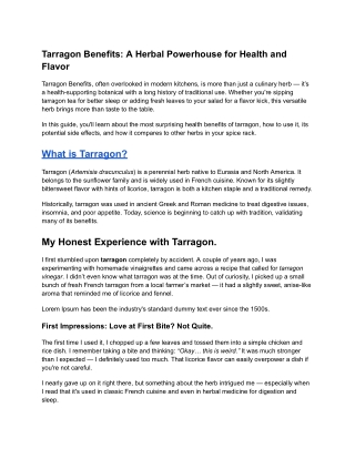 Tarragon Benefits_ A Herbal Powerhouse for Health and Flavor