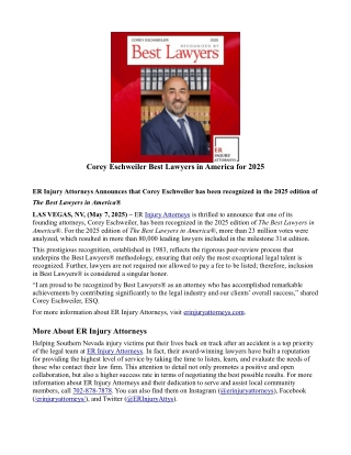 Corey Eschweiler Best Lawyers in America for 2025