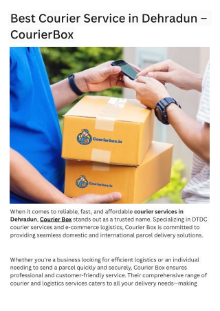 Reliable Courier Service in Dehradun | Fast & Affordable Deliveries