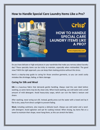 How to Handle Special Care Laundry Items Like a Pro?
