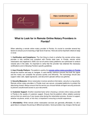 What to Look for in Remote Online Notary Providers in Florida?