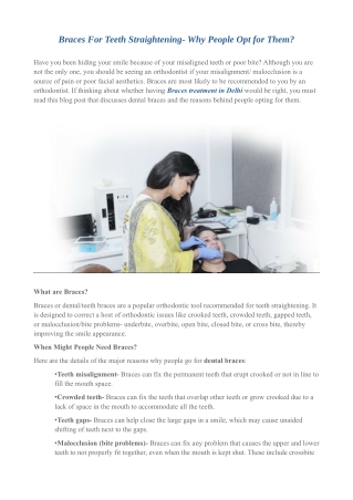 Braces For Teeth Straightening- Why People Opt for Them?