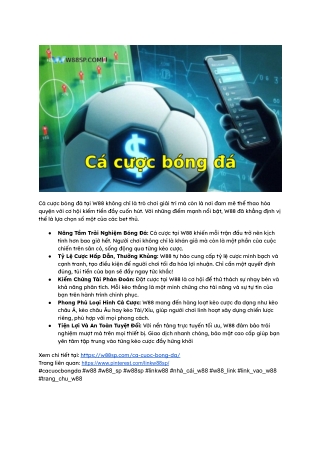 Cá Cược Bóng Đá Tại W88 SP_ Bí Mật Chinh Phục Tỷ Lệ Cược