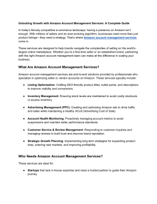 Amazon Account Management Services