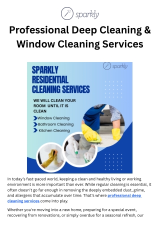 Professional Deep Cleaning & Window Cleaning Services