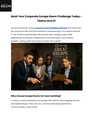 Book Your Corporate Escape Room Challenge Today - Teams love it!