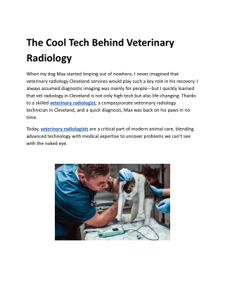 The Cool Tech Behind Veterinary Radiology