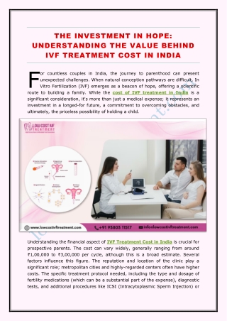 The Investment in Hope - Understanding the Value Behind IVF Treatment Cost in India