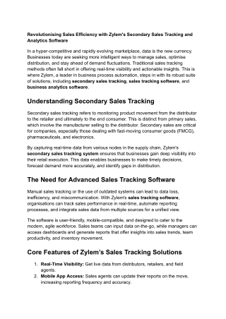 Revolutionising Sales Efficiency with Zylem's Secondary Sales Tracking and Analytics Software