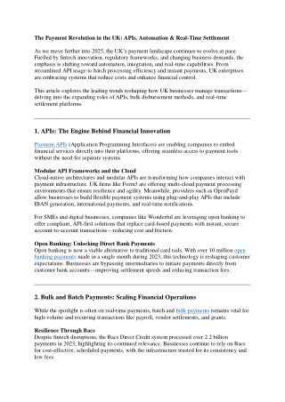 The UK's New Payment Era: APIs, Automation, Real-Time Speed