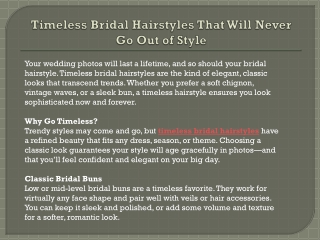 Timeless Bridal Hairstyles That Will Never Go Out