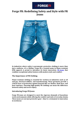 Forge FR Redefining Safety and Style with FR Jeans