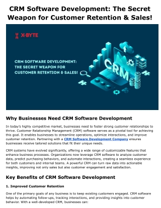 CRM Software Development_ The Secret Weapon for Customer Retention & Sales