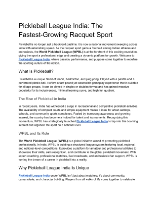 Pickleball League India_ The Fastest-Growing Racquet Sport