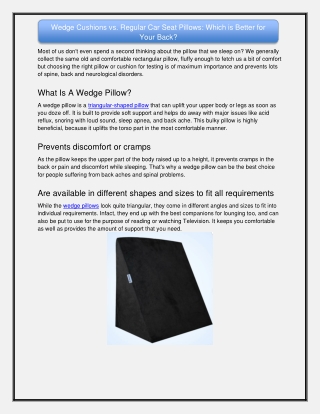 Wedge Cushions vs. Regular Car Seat Pillows