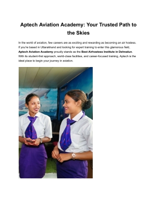 Aptech Aviation Academy_ Your Trusted Path to the Skies