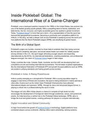 Inside Pickleball Global_ The International Rise of a Game-Changer