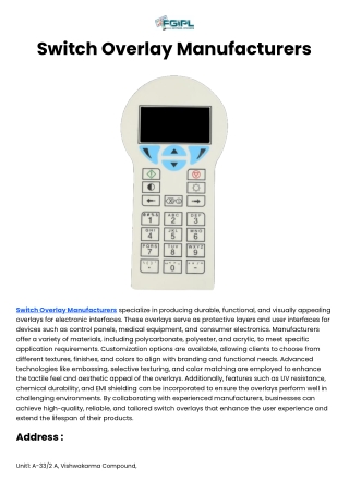 Switch Overlay Manufacturers