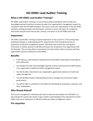 iso 45001 lead auditor course fees in india